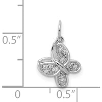 14K White Gold Diamond Butterfly Charm with 8 Round Diamonds - 0.04 Carat Total Diamond Weight by Monteluci Fine Jewelry