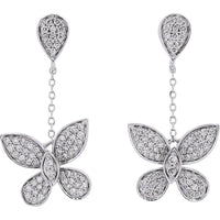 14K White Gold Diamond Butterfly Earrings - 0.50 Carats Total Diamond Weight