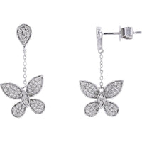 14K White Gold Diamond Butterfly Earrings - 0.50 Carats Total Diamond Weight