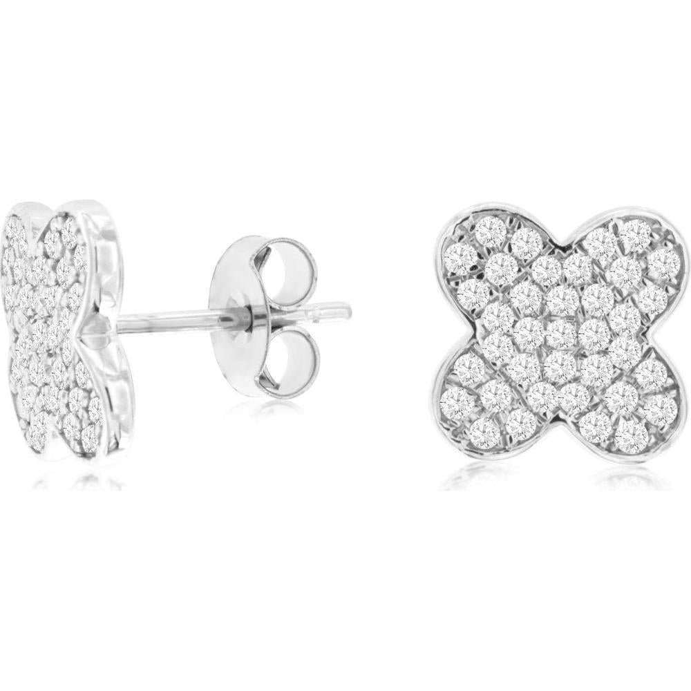 14K White Gold Diamond Butterfly Earrings - 0.62 Carats Total Diamond Weight