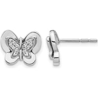 14K White Gold Diamond Butterfly Earrings with Round Diamonds - 0.22 Carats Total Diamond Weight by Monteluci Fine Jewelry