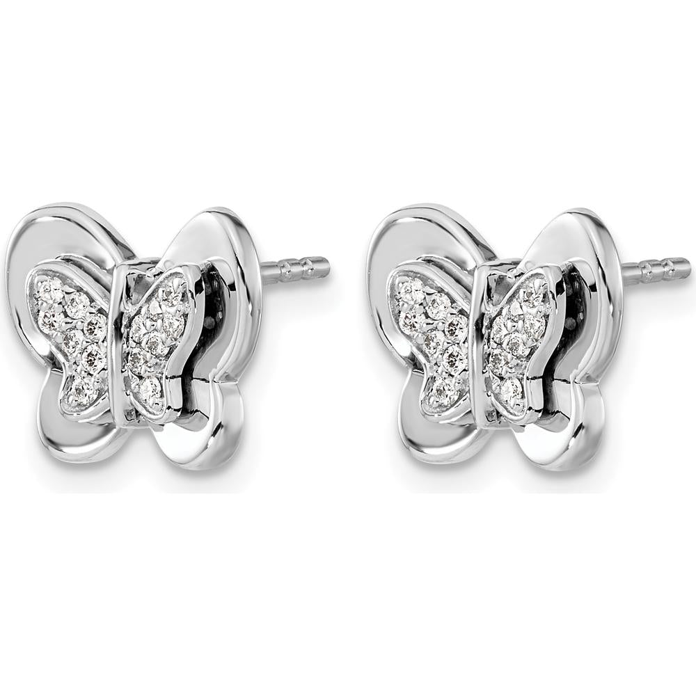 14K White Gold Diamond Butterfly Earrings with Round Diamonds - 0.22 Carats Total Diamond Weight by Monteluci Fine Jewelry