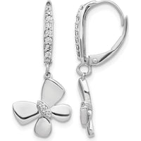 14K White Gold Diamond Butterfly Leverback Earrings - 0.046 Carats Total Diamond Weight by Monteluci Fine Jewelry