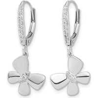 14K White Gold Diamond Butterfly Leverback Earrings - 0.046 Carats Total Diamond Weight by Monteluci Fine Jewelry
