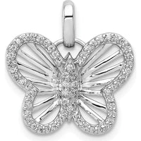 14K White Gold Diamond Butterfly Pendant - 0.007 Carat Total Diamond Weight by Monteluci Fine Jewelry
