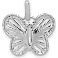 14K White Gold Diamond Butterfly Pendant - 0.007 Carat Total Diamond Weight by Monteluci Fine Jewelry