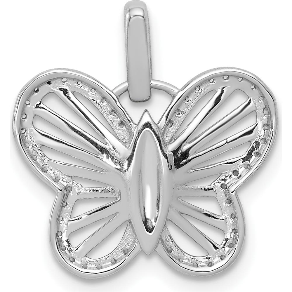 14K White Gold Diamond Butterfly Pendant - 0.007 Carat Total Diamond Weight by Monteluci Fine Jewelry