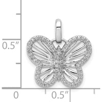 14K White Gold Diamond Butterfly Pendant - 0.007 Carat Total Diamond Weight by Monteluci Fine Jewelry