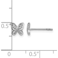 14K White Gold Diamond Butterfly Post Earrings with Round Natural Diamonds - 0.0157 Carat Total Diamond Weight by Monteluci Fine Jewelry