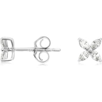 14K White Gold Diamond Butterfly Stud Earrings with Marquise Cut Diamonds - 0.27 Carats Total Diamond Weight