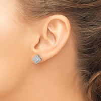 14K White Gold Diamond Button Cluster Earrings - 0.038 Carat Total Diamond Weight by Monteluci Fine Jewelry