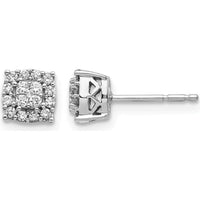 14K White Gold Diamond Button Post Earrings with Round Cluster Design - 0.32 Carat Total Diamond Weight by Monteluci Fine Jewelry