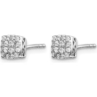 14K White Gold Diamond Button Post Earrings with Round Cluster Design - 0.32 Carat Total Diamond Weight by Monteluci Fine Jewelry
