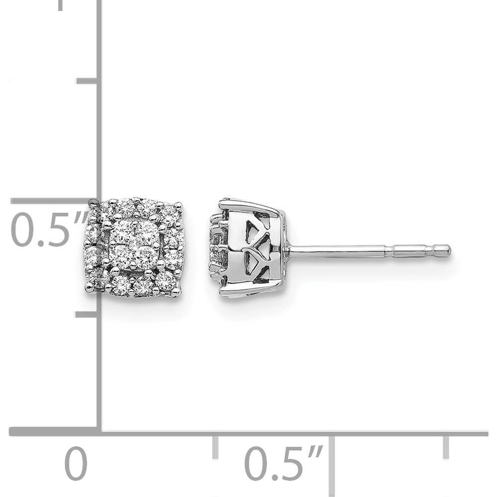14K White Gold Diamond Button Post Earrings with Round Cluster Design - 0.32 Carat Total Diamond Weight by Monteluci Fine Jewelry
