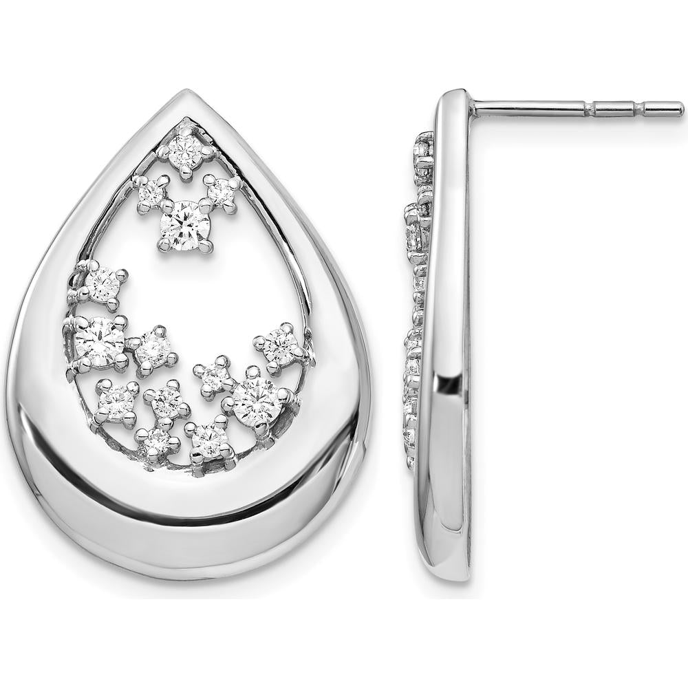 14K White Gold Diamond Button Post Earrings with Round Natural Diamonds - 0.14 Carat Total Diamond Weight by Monteluci Fine Jewelry