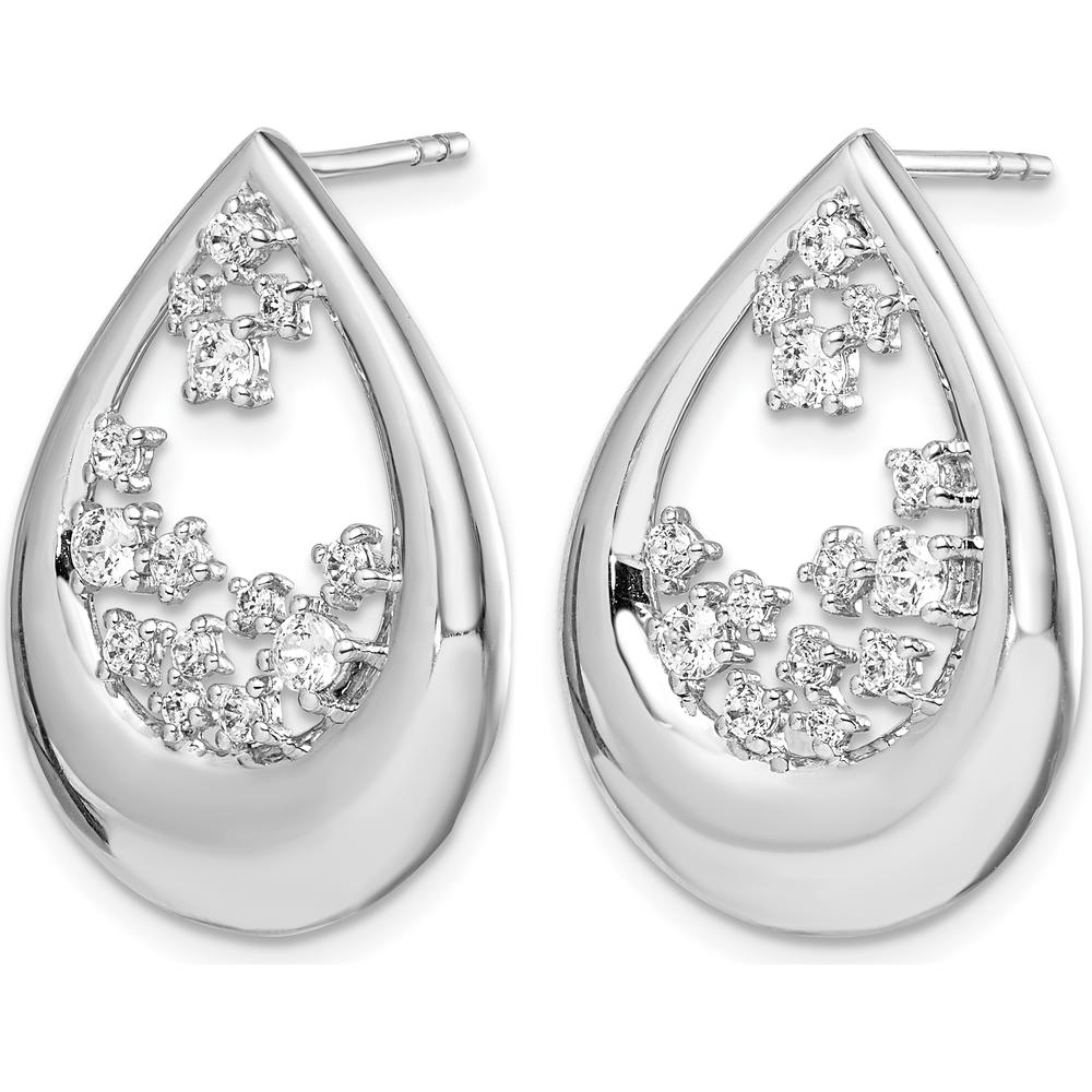 14K White Gold Diamond Button Post Earrings with Round Natural Diamonds - 0.14 Carat Total Diamond Weight by Monteluci Fine Jewelry