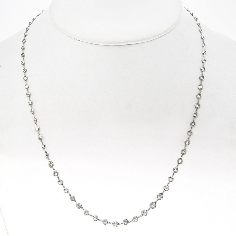 14K White Gold Diamond By the Yard Necklace with 75 Round Diamonds - 8.47 Carats Total Diamond Weight
