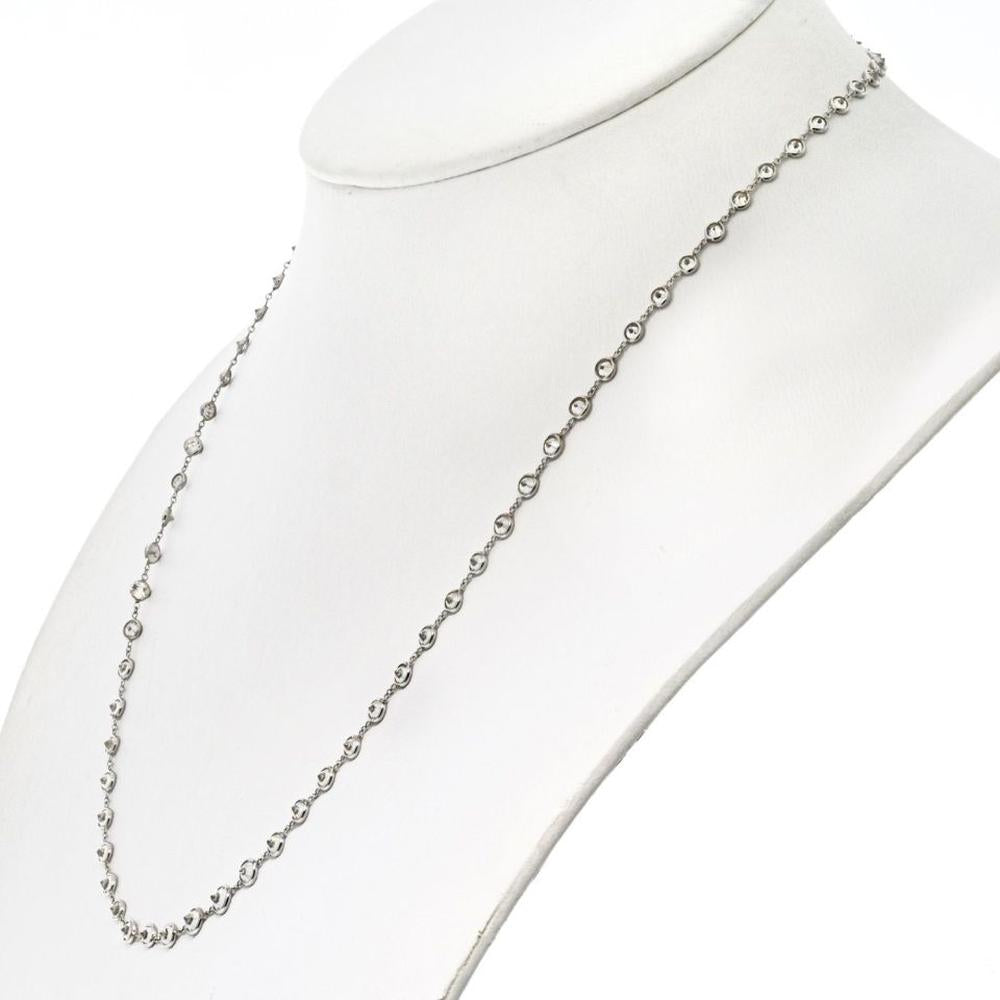 14K White Gold Diamond By the Yard Necklace with 75 Round Diamonds - 8.47 Carats Total Diamond Weight