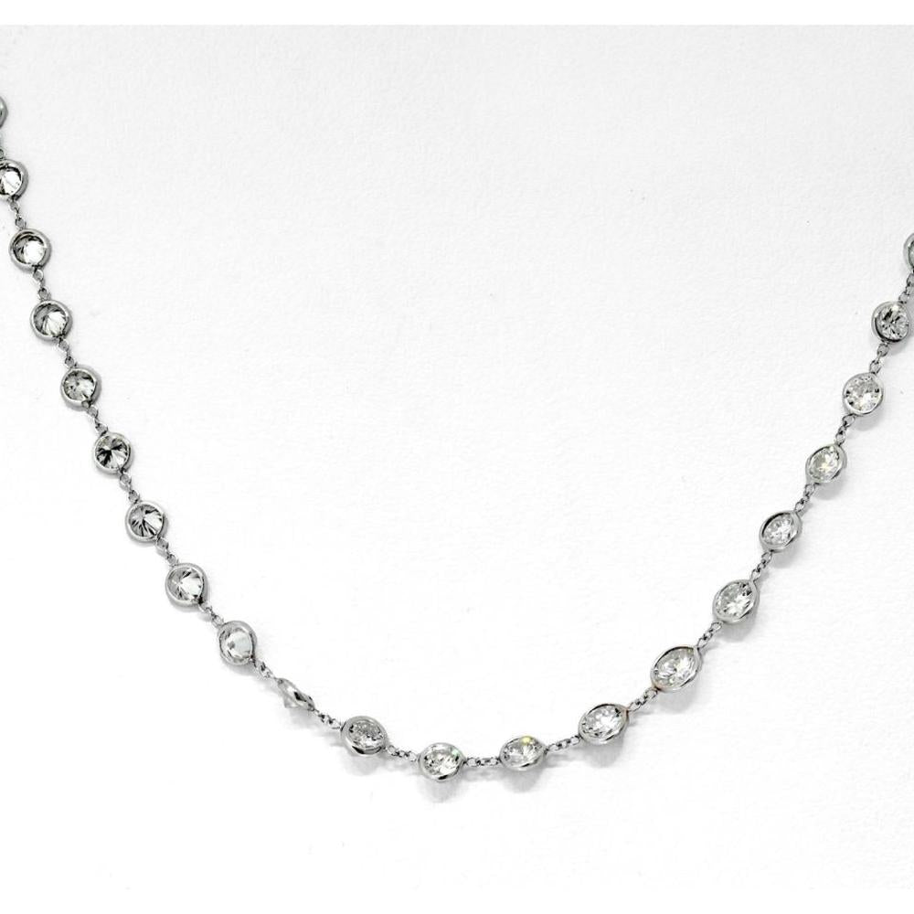 14K White Gold Diamond By the Yard Necklace with 75 Round Diamonds - 8.47 Carats Total Diamond Weight