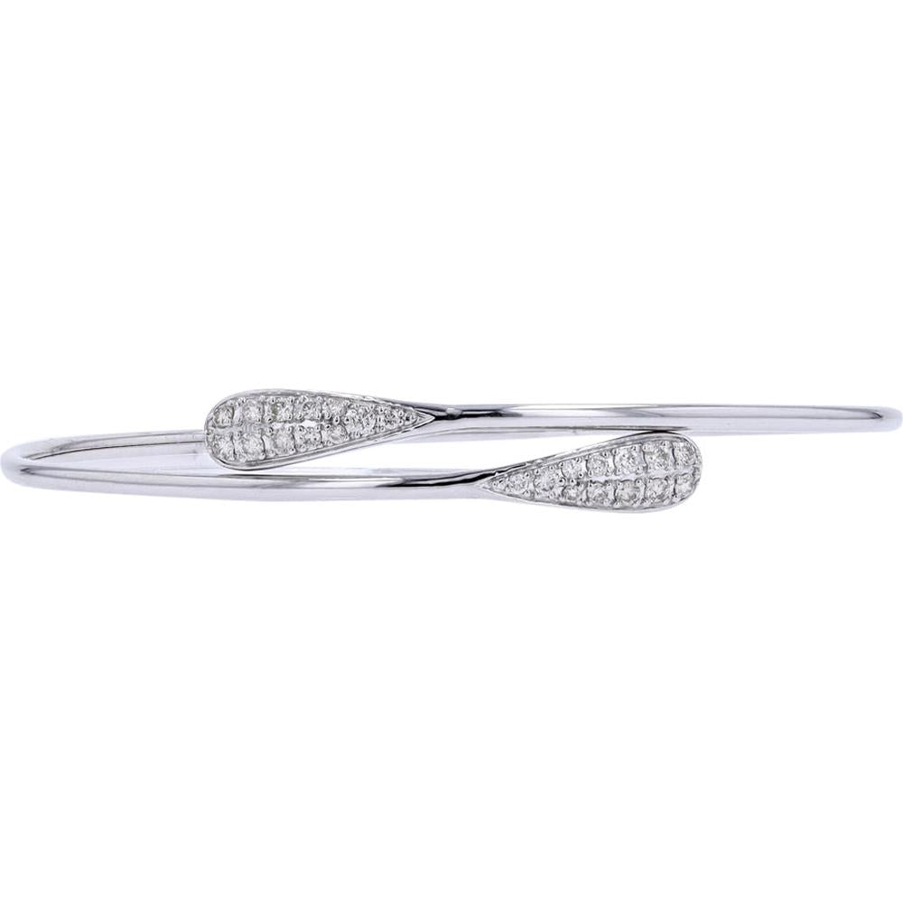 14K White Gold Diamond Bypass Bangle with 0.37 Carat Total Diamond Weight