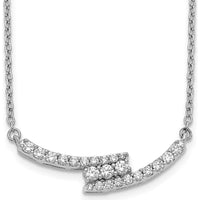 14K White Gold Diamond Bypass Curved Bar Necklace - 0.33 Carat Total Diamond Weight by Monteluci Fine Jewelry