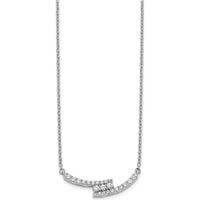 14K White Gold Diamond Bypass Curved Bar Necklace - 0.33 Carat Total Diamond Weight by Monteluci Fine Jewelry