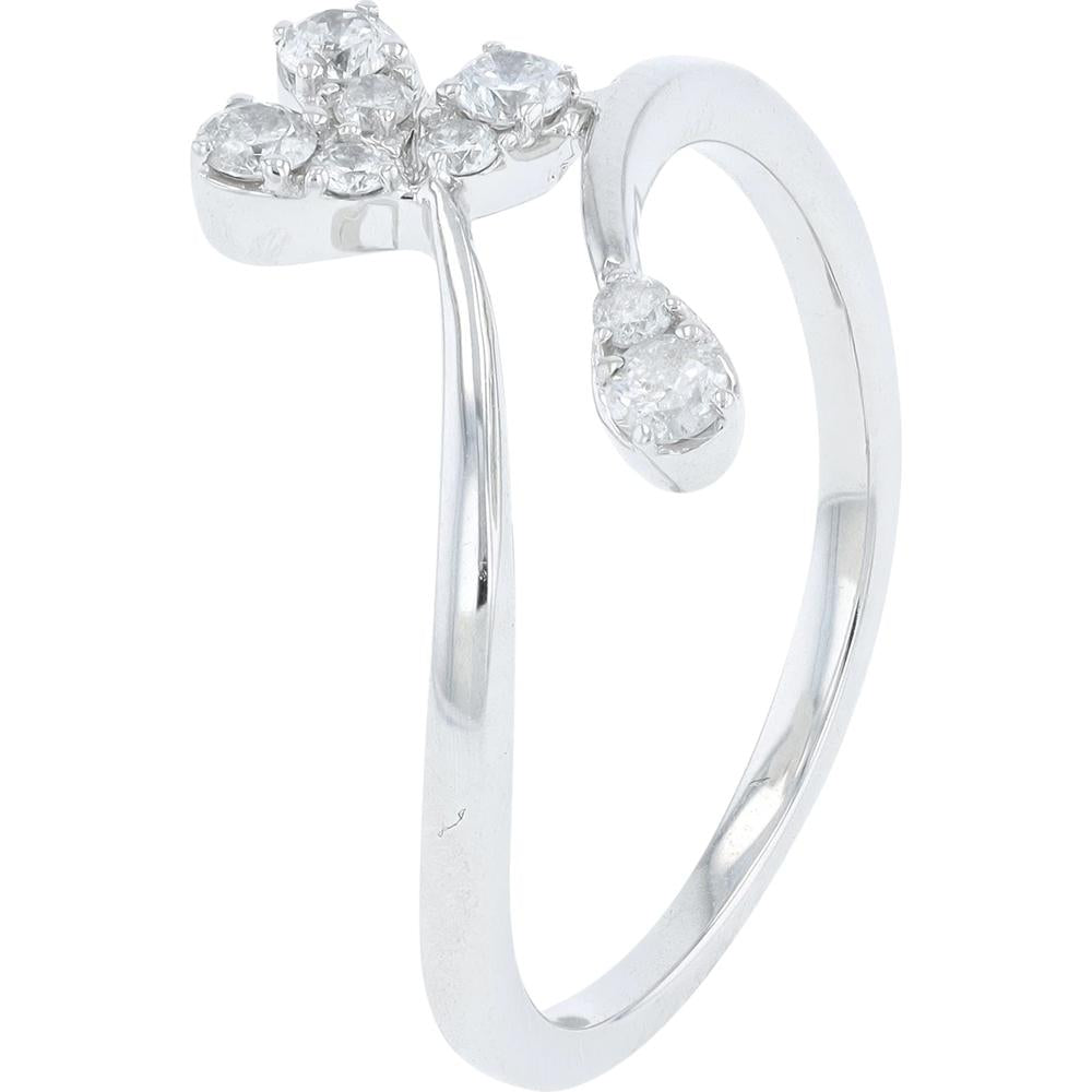14K White Gold Diamond Bypass Ring - 0.25 Carat Total Diamond Weight