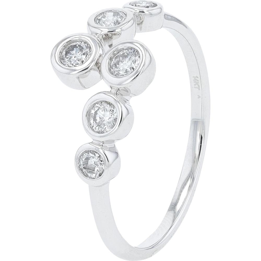 14K White Gold Diamond Bypass Ring with 0.36 Carat Total Diamond Weight