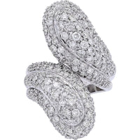 14K White Gold Diamond Bypass Ring with 3.78 Carat Total Diamond Weight