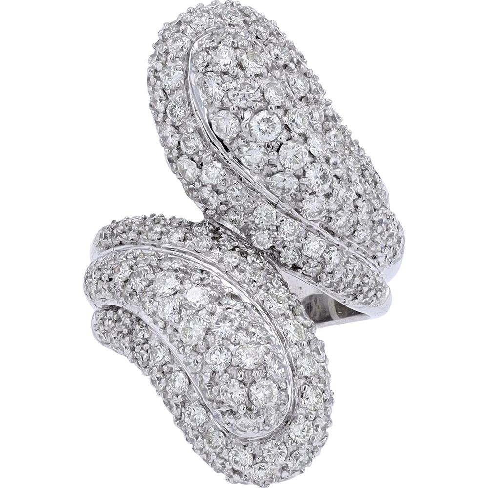 14K White Gold Diamond Bypass Ring with 3.78 Carat Total Diamond Weight