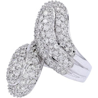 14K White Gold Diamond Bypass Ring with 3.78 Carat Total Diamond Weight