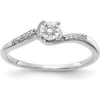 14K White Gold Diamond Bypass Ring with Pave Set Round Diamonds - 0.08 Carat Total Diamond Weight by 0