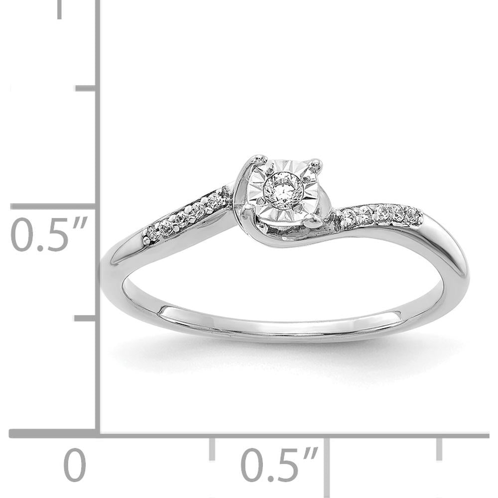 14K White Gold Diamond Bypass Ring with Pave Set Round Diamonds - 0.08 Carat Total Diamond Weight by 0
