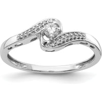 14K White Gold Diamond Bypass Ring with Round Diamonds - 0.118 Carat Total Diamond Weight by 0
