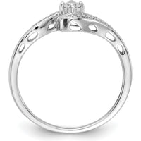 14K White Gold Diamond Bypass Ring with Round Diamonds - 0.118 Carat Total Diamond Weight by 0