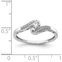 14K White Gold Diamond Bypass Ring with Round Diamonds - 0.118 Carat Total Diamond Weight by 0