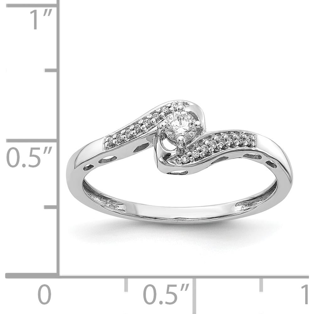 14K White Gold Diamond Bypass Ring with Round Diamonds - 0.118 Carat Total Diamond Weight by 0