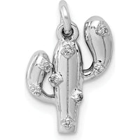 14K White Gold Diamond Cactus Pendant with 8 Round Diamonds - 0.032 Carat Total Diamond Weight by Monteluci Fine Jewelry