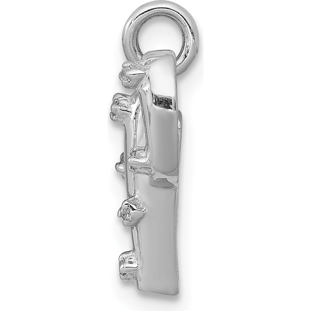 14K White Gold Diamond Cactus Pendant with 8 Round Diamonds - 0.032 Carat Total Diamond Weight by Monteluci Fine Jewelry
