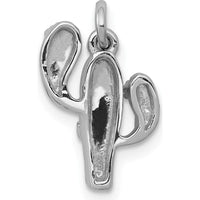 14K White Gold Diamond Cactus Pendant with 8 Round Diamonds - 0.032 Carat Total Diamond Weight by Monteluci Fine Jewelry