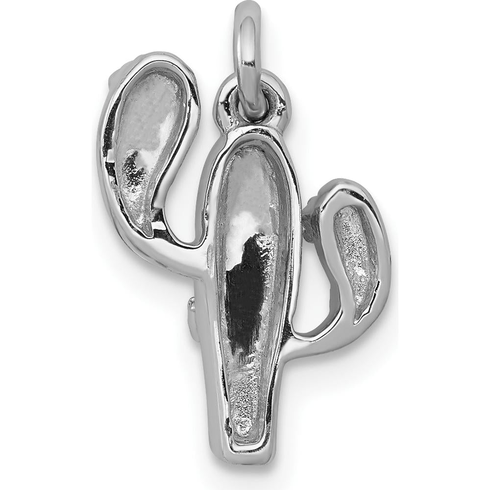 14K White Gold Diamond Cactus Pendant with 8 Round Diamonds - 0.032 Carat Total Diamond Weight by Monteluci Fine Jewelry