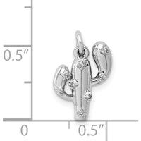 14K White Gold Diamond Cactus Pendant with 8 Round Diamonds - 0.032 Carat Total Diamond Weight by Monteluci Fine Jewelry