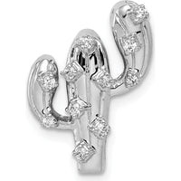 14K White Gold Diamond Cactus Pendant with 9 Round Diamonds - 0.01 Carat Total Diamond Weight by Monteluci Fine Jewelry