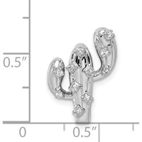 14K White Gold Diamond Cactus Pendant with 9 Round Diamonds - 0.01 Carat Total Diamond Weight by Monteluci Fine Jewelry