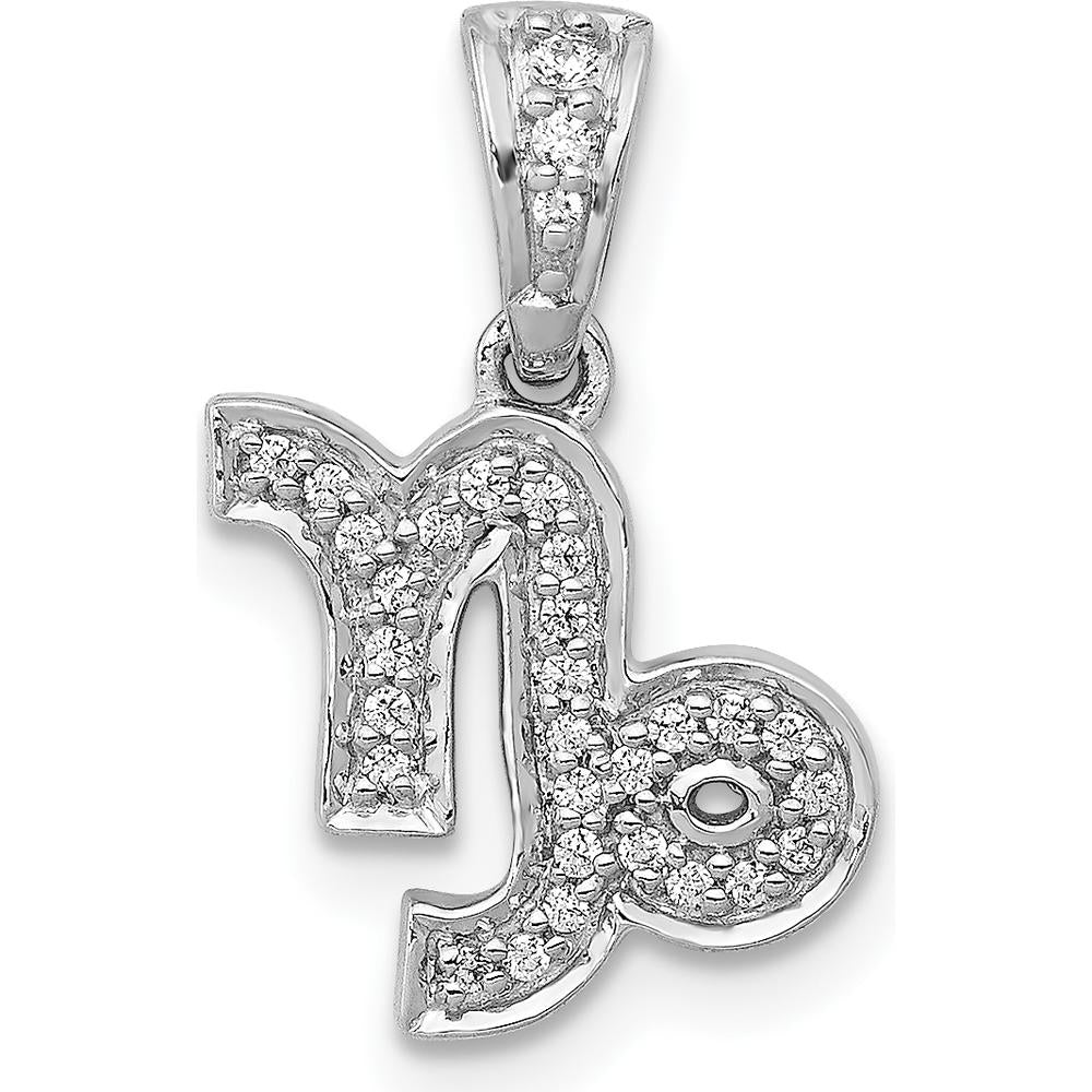 14K White Gold Diamond Capricorn Zodiac Pendant with 31 Round Diamonds - 0.0305 Carat Total Diamond Weight by Monteluci Fine Jewelry