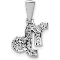 14K White Gold Diamond Capricorn Zodiac Pendant with 31 Round Diamonds - 0.0305 Carat Total Diamond Weight by Monteluci Fine Jewelry