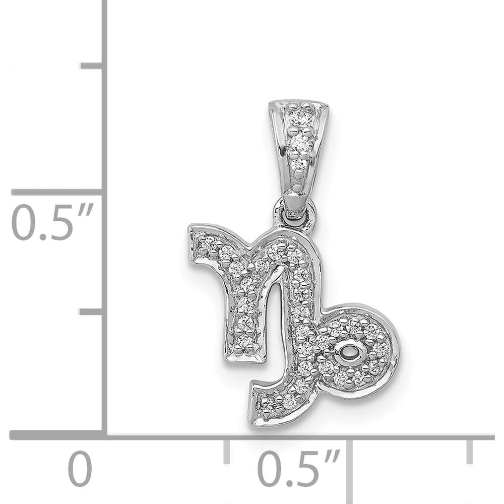 14K White Gold Diamond Capricorn Zodiac Pendant with 31 Round Diamonds - 0.0305 Carat Total Diamond Weight by Monteluci Fine Jewelry