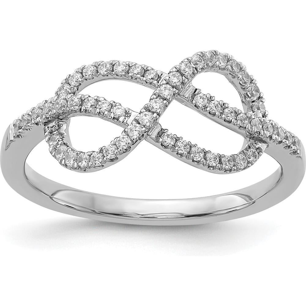 14K White Gold Diamond Celtic Knot Ring with Round Diamonds - 0.015 Carat Total Diamond Weight by 0