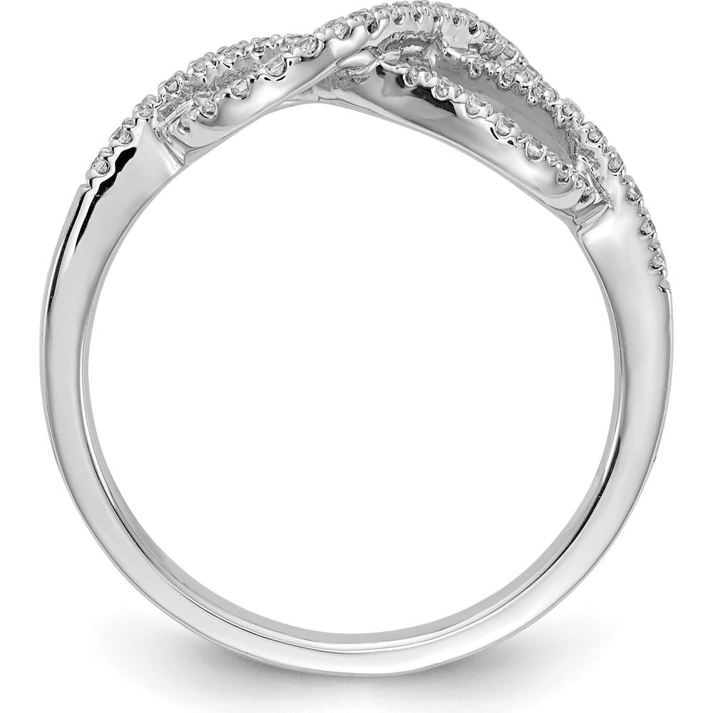14K White Gold Diamond Celtic Knot Ring with Round Diamonds - 0.015 Carat Total Diamond Weight by 0