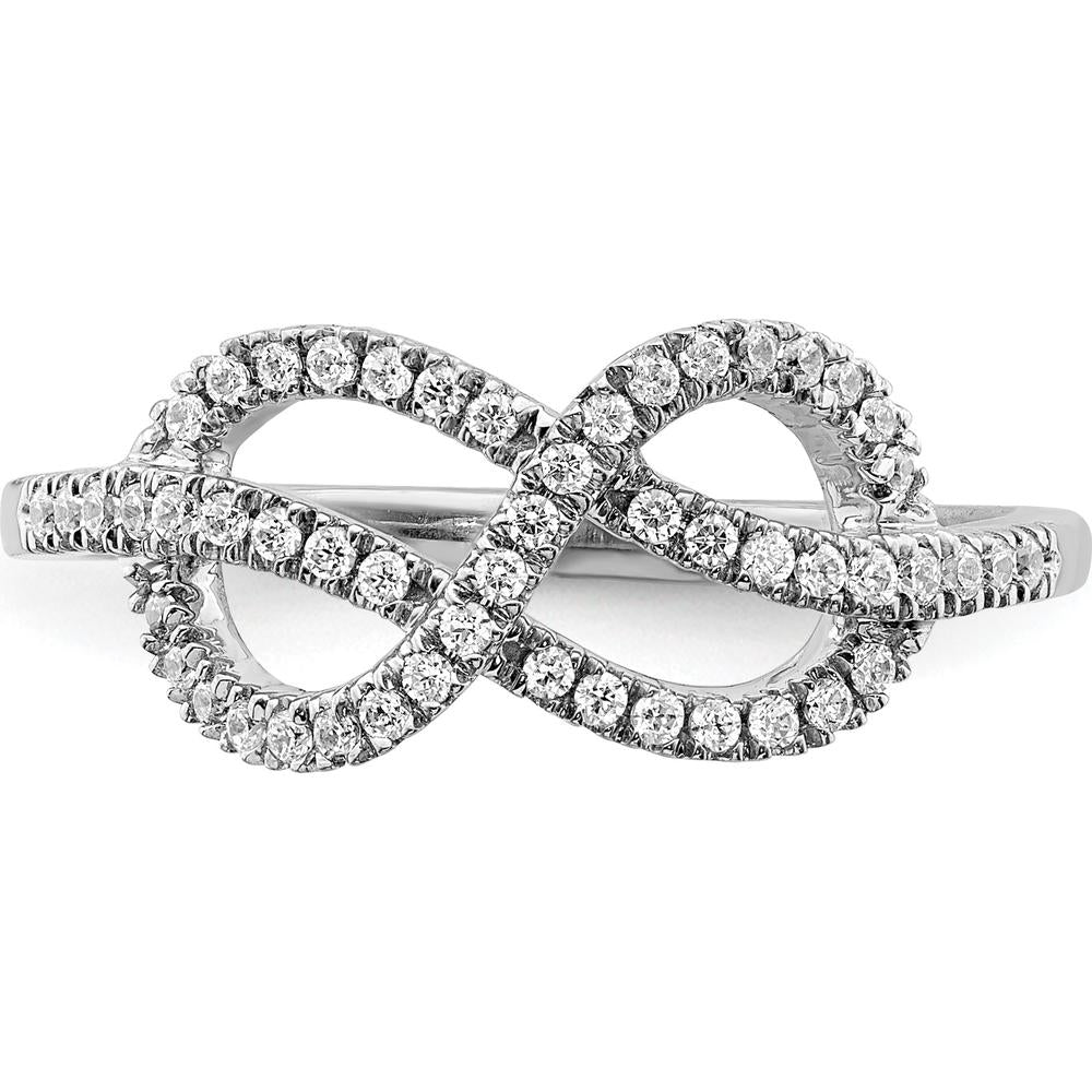 14K White Gold Diamond Celtic Knot Ring with Round Diamonds - 0.015 Carat Total Diamond Weight by 0